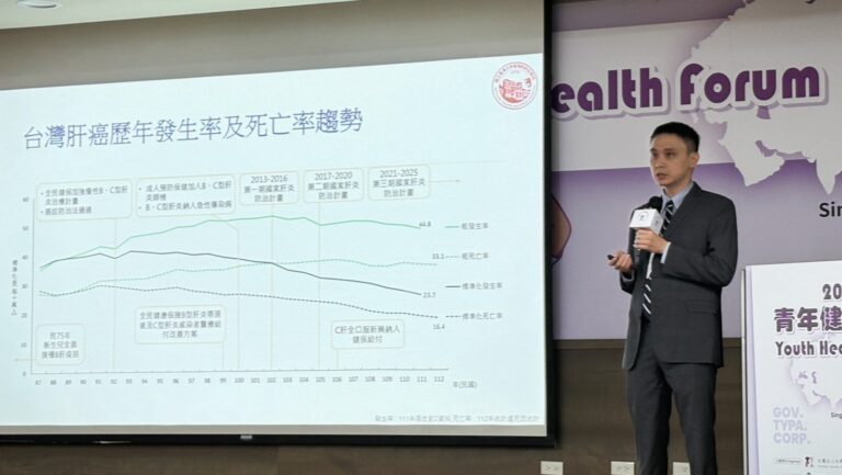 台大醫院徐士哲醫師在青年健康論壇發表台灣肝癌發生率與死亡率趨勢報告