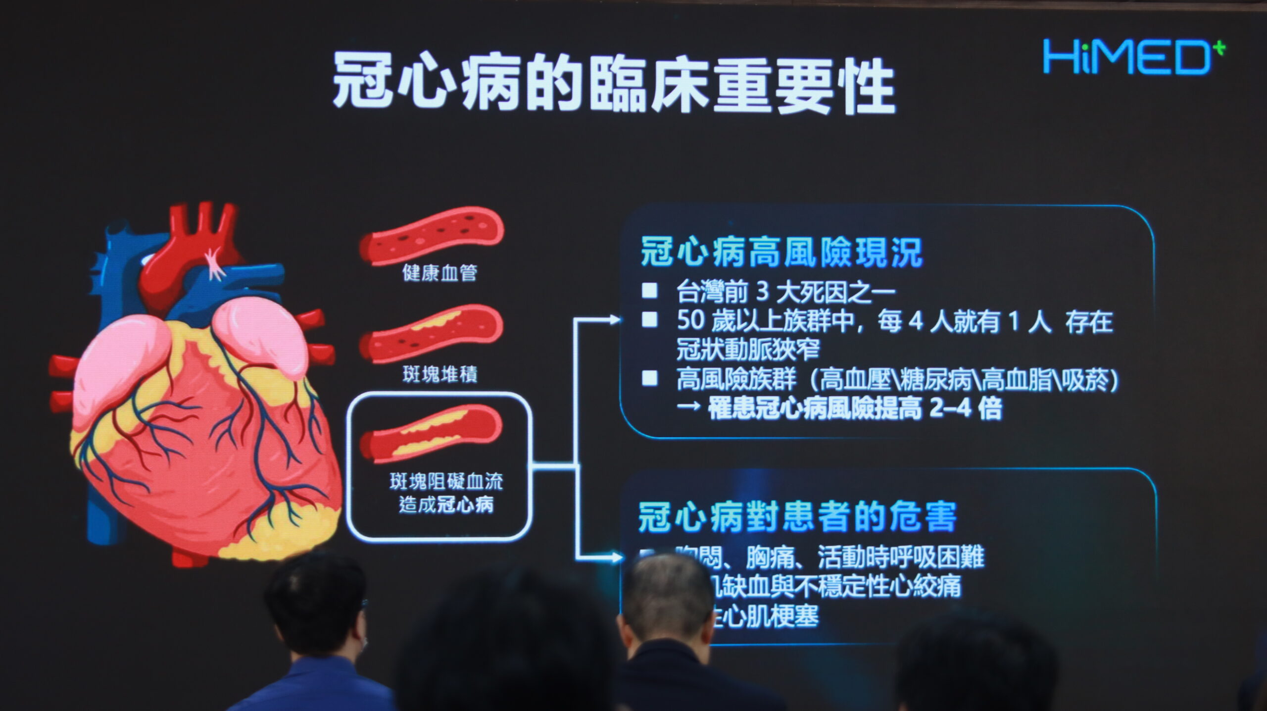 台灣冠心病盛行率高，每四位50歲以上民眾中就有一人患有冠狀動脈狹窄，且無症狀者也可能潛藏心臟「未爆彈」。臺中榮民總醫院心臟血管中心主任李文領醫師指出，冠心病受高血壓、糖尿病、高血脂、年齡及吸菸等風險因子影響，部分患者甚至無明顯症狀，呼籲及早檢查與發現，降低錯失黃金治療時機的風險。