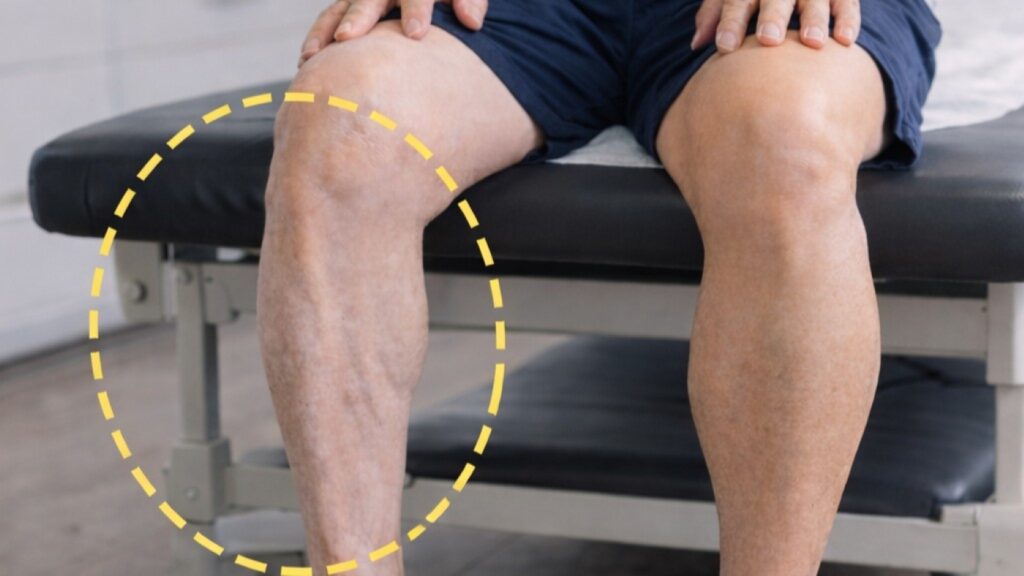 長者下肢肌肉量明顯減少，呈現肌少症常見的肌肉流失與功能衰退狀態