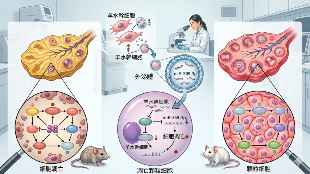 羊水幹細胞外泌體攜帶miR-369-3p,改善卵巢早衰小鼠顆粒細胞凋亡與濾泡狀態
