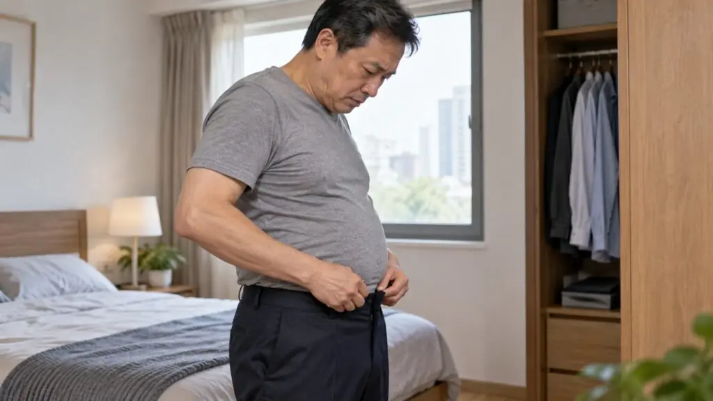 內臟脂肪40歲後悄悄增加?中年男性體重沒變、腰圍卻變粗 醫揭睪固酮與肌肉量連鎖變化 2 40歲後男性體重增加不多仍可能出現腰圍上升、肌肉減少與內臟脂肪增加